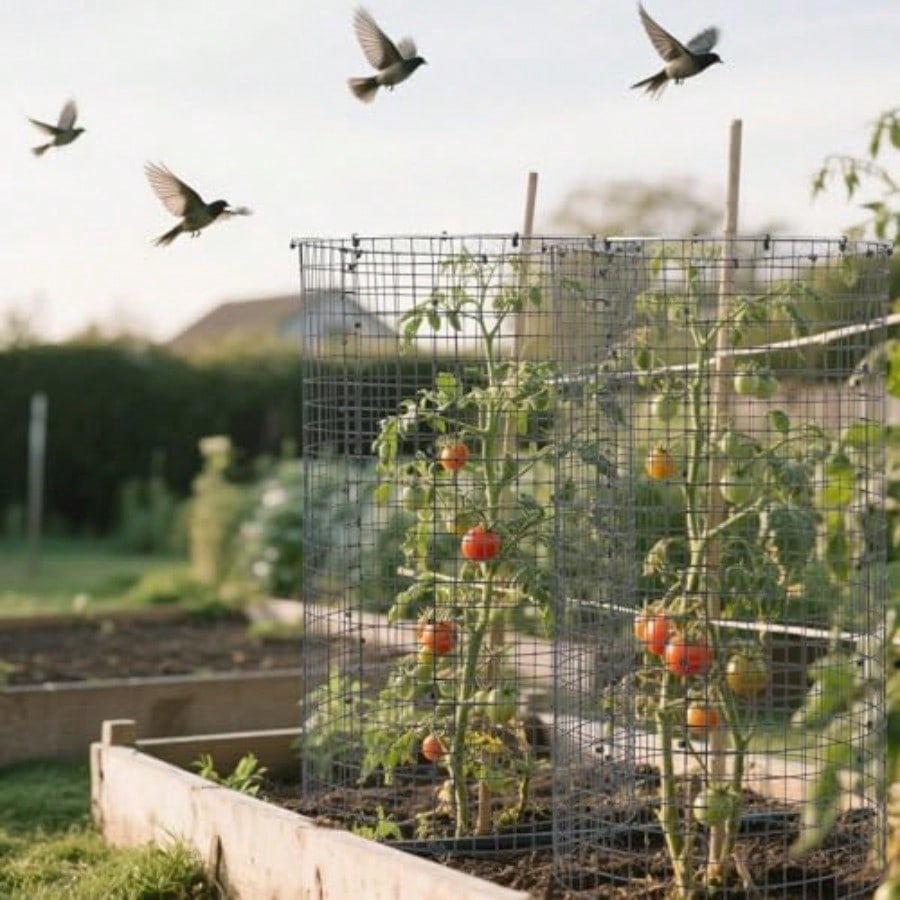 30 Pcs 24'' x 12'' Large Wire Plant Protector from Animals With Metal Cover 10 Pack Metal Plant Cage Chicken Wire Cloche with 10Pcs Metal Covers to Keep Animals Out Garden Protection Bunny Barricade