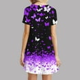 thumbnail image 4 of Juslio Women Dresses Round Neck Butterfly Print, Midi Dress Loose Casual Short Sleeve T-Shirt Dresses, 4 of 7