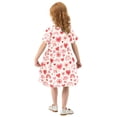 thumbnail image 6 of joogoo Red Pink Heart Rainbow Pattern Girls' Short Sleeve Dress Kids Dresses 5-6T, 6 of 8