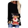 

Long Sleeve Blouses for Women Fashion 2021 Cute Xmas Reindeer Print Crewneck Sweatshirts Casual Home Christmas Pajamas