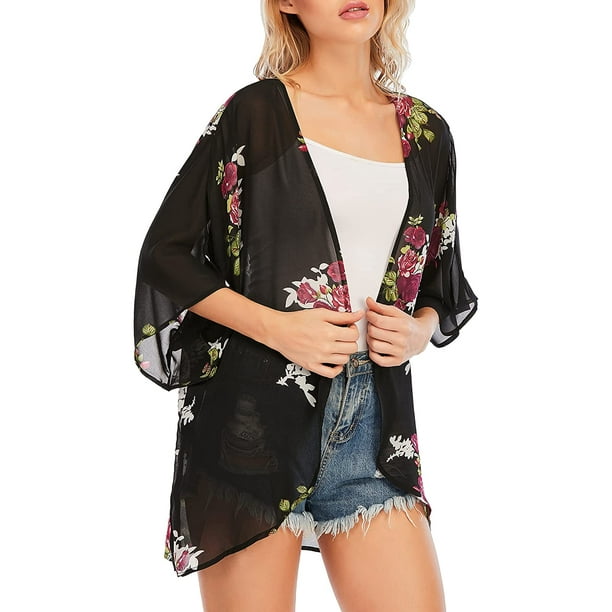 Kimono Cardigans for Women Lightweight Summer Cardigan Floral Open Front  Beach Cover Ups Tops