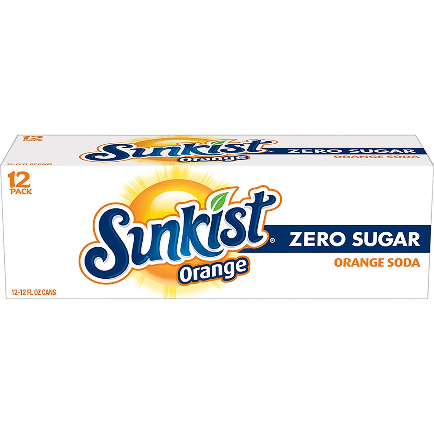 Sunkist Orange Zero Sugar Soda 12oz Cans, Quantity of 24