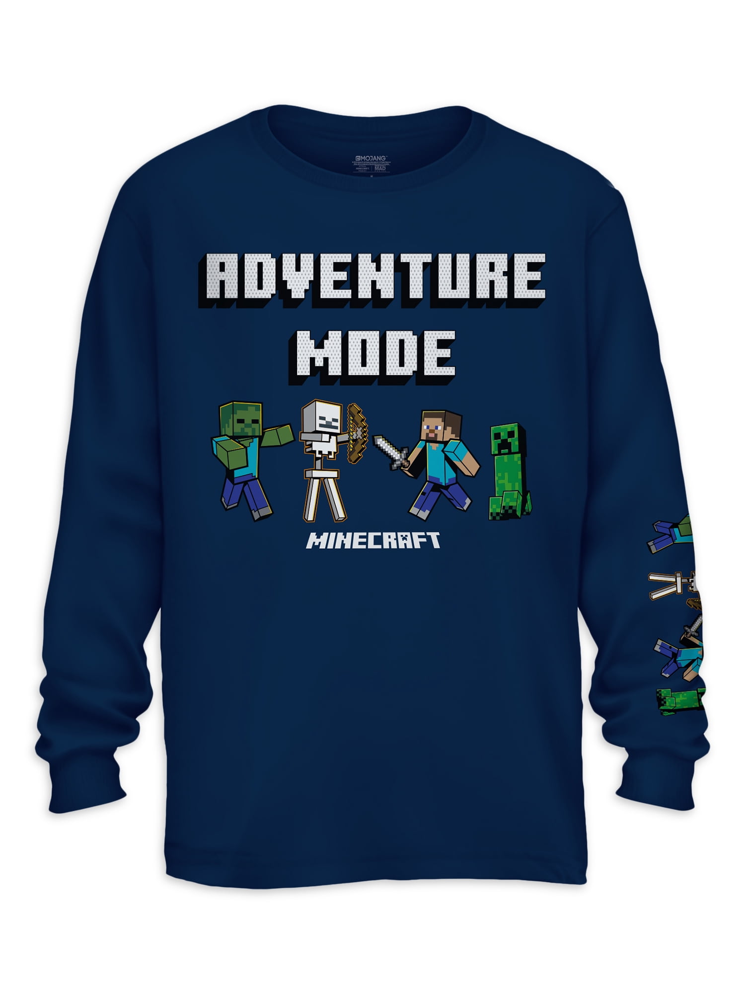 Minecraft Boys Crafty Cluster and Minecraft Adventure Mode Long Sleeve Graphic T-Shirt 2-Pack, Sizes 4-18
