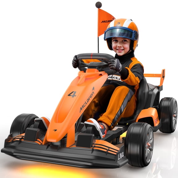 24V Electric Go Kart for Kids, McLaren Powered Drift Racing Go Cart W/ 400W Motor, Adjustable Seat, Kids Race Pedal Ride on Car Toy for Boy Girl