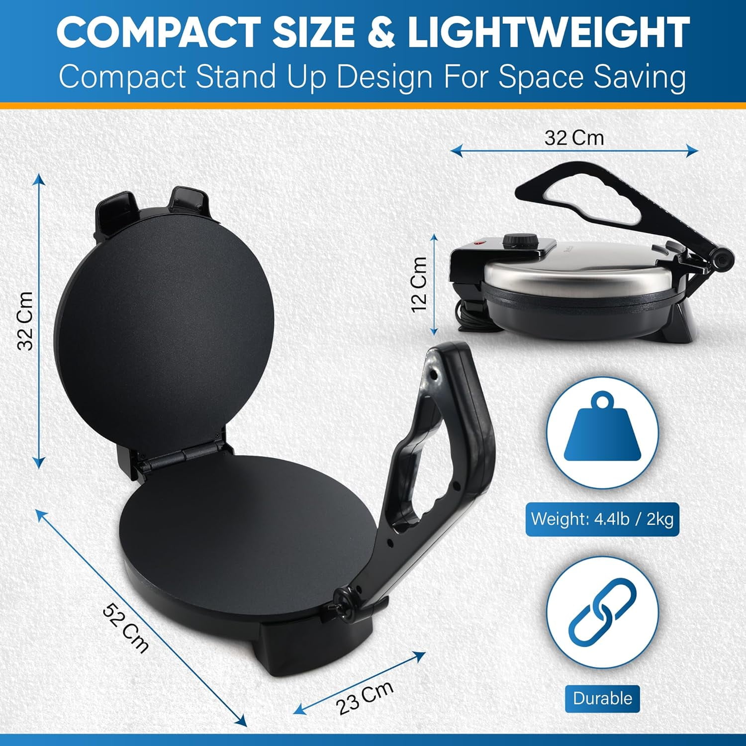 StarBlue Automatic Electric Stainless Steel Non-stick Roti Maker 10-inch