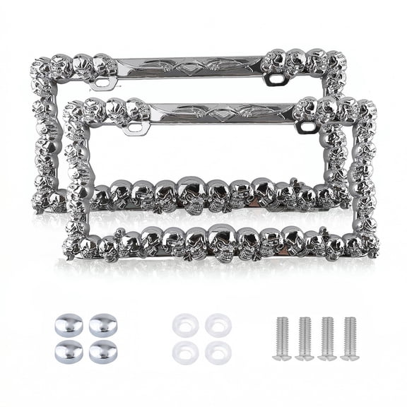 KINGWOLF 2Pack License Plate Frame Skull Design Bold Self-Expression