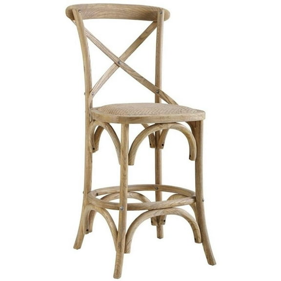Riverbay Furniture Elm Wood Gray Brown Counter Stool Rectangular Counter Height 41.25" Fully Assembled