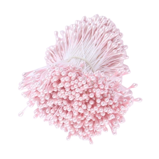 1800 Unids 3 mm Mini Perla Doble Cabezas Flor Estambre Pistilo Flores Artificiales Hechas a Mano Banquete de Boda Decoración del Hogar DIY Accesorios Rosado Sunnimix Estambre de flores de doble cabeza