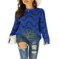 thumbnail image 1 of Pullovers Jacquard Contrasté pour Femmes en Tricot Ample, 1 of 5