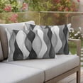 thumbnail image 4 of Outdoor Pillow Covers Pack of 2, Abstract Grey Black Gradient Stripes Waterproof Throw Pillowcase Cushion Cases, Modern Ripple Striped Decorative Pillow Cover for Couch Sofa Home Bed Patio, 4 of 14