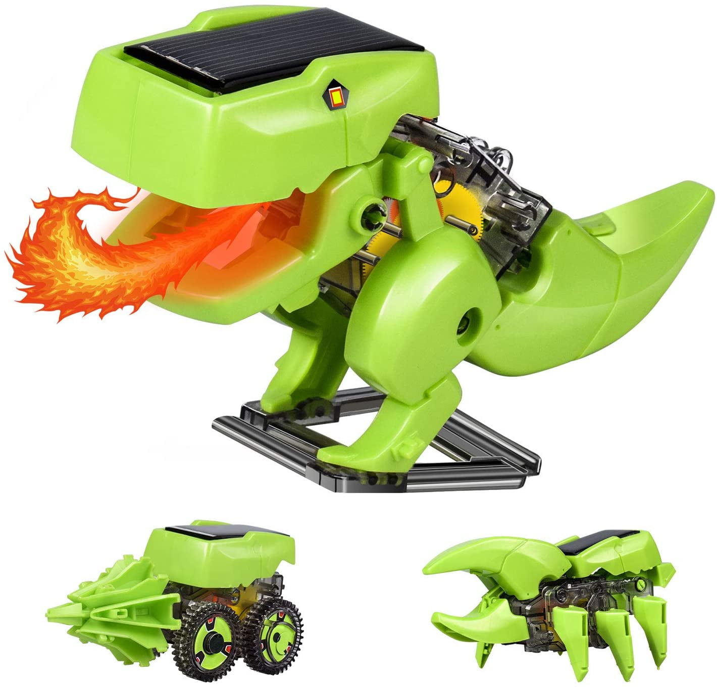 Dinosaur Robot Drill Vehicle Insecta DIY Assembly Model Solar Robot Transformation Toy 4 in 1