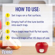 TERRO Apple-Shaped Indoor Fruit Fly Traps with Lure, Red, 2 Traps