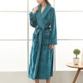 thumbnail image 2 of Defitshape Women's Flannel Bath Robe Long Full Length Pockets Belted Spa Bathrobe Fleece Plush Winter Warm Dark Green Medium, 2 of 5