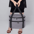 thumbnail image 2 of Numjaw Casserole Carrier for Hot or Cold Food, 12.8'' Double Decker Round Insulated Casserole Carrier Storage Bag with Handle, for Trip, Party, Picnic, Gray, 2 of 7