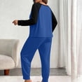 thumbnail image 5 of Njagoc3 Women's Color Block Lounge Set Raglan Sleeve Crew Neck Top and Long Pants 2 Piece Casual Sleepwear, 5 of 6