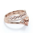 thumbnail image 2 of Gorgeous Minimalist 2.25 Carat Pear Cut Morganite And Diamond Moissanite Unique Engagement Ring, Affordable Wedding Ring, Two Matching Band in 925 Sterling Silver With 18k Rose Gold Plating, 2 of 3