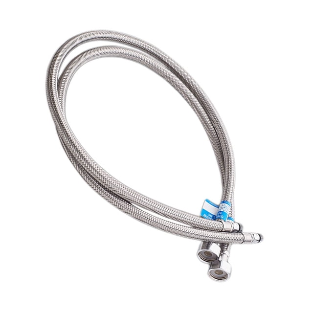 Manguera de agua potable de acero inoxidable (sin marca), 1 unidad, flexible, resistente, conector de manguera para grifo de agua caliente y fría, para fregadero de cocina, baño y hogar (60 cm)