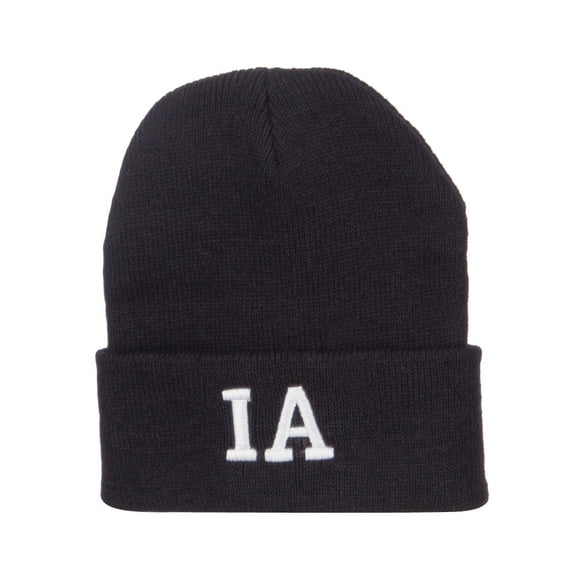 IA Iowa State Embroidered Long Beanie - Black OSFM