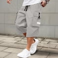 thumbnail image 2 of Inglocry Men's Casual Drawstring Capri Cargo Pants, 3/4 Length Long Drawstring Stretch Elastic Waist Shorts Below Knee Army Green M, 2 of 5