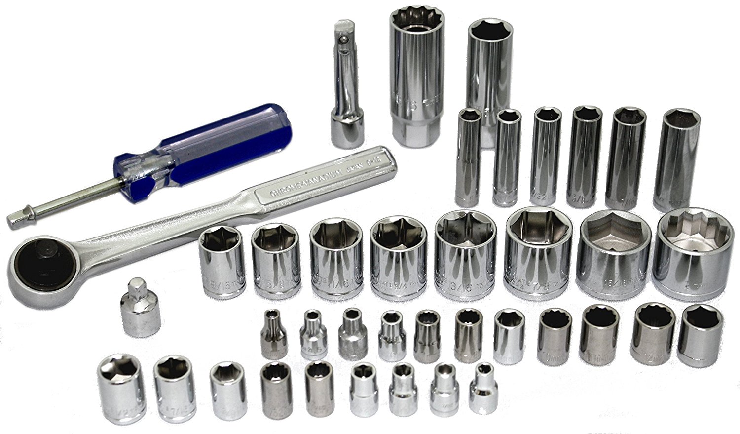 NEW 40pc 3/8" Dr. & 1/4" Dr. Ratchet Extension & Socket Set Metric