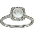 thumbnail image 3 of Sterling Silver Halo-Style Freshwater Cultured Pearl & .01 ct tw Diamond Ring - Size 8, 3 of 6