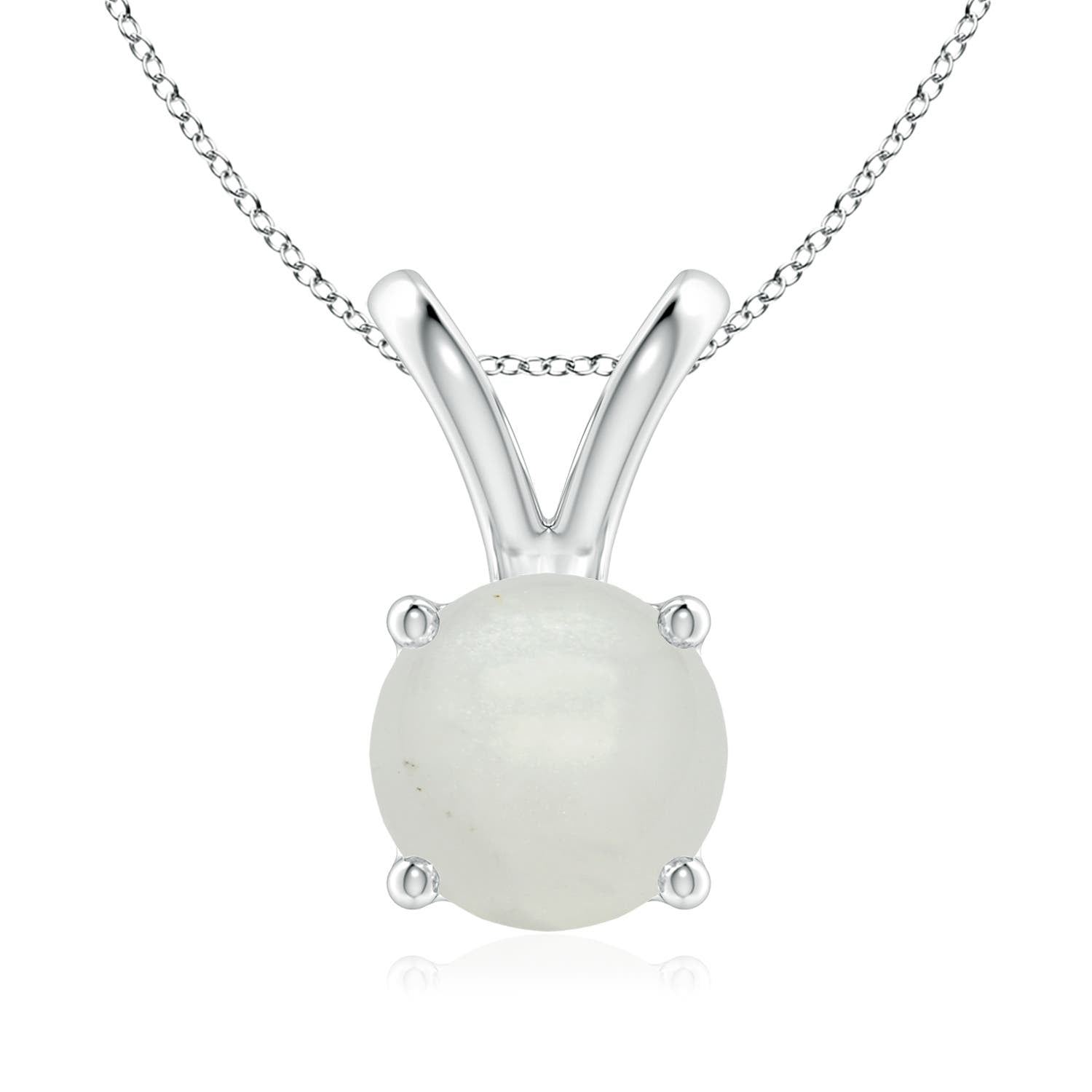 Angara Natural Moonstone Solitaire Pendant Necklace for Women, Girls in 14K  White Gold (Grade-AA 7mm) Jewelry Gift for Her Birthday Wedd並行輸入  レディースアクセサリー