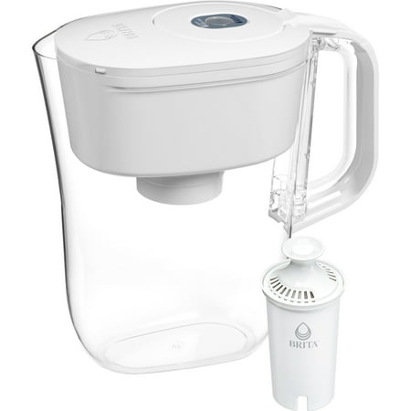 Brita Small 6 Cup Denali Water Filter Pitcher with 1 Brita Standard Filter, Bright White