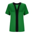 thumbnail image 5 of Liquidation! Hauts Grande Taille pour Femmes, Blouse à Manches Courtes d'Été pour Femmes, Blouse Décontractée à Manches Courtes Unie Col en V pour Femmes, 5 of 5