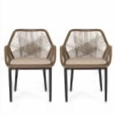 Chair Set of 2, Outdoor PE Rattan Wicker Dining Chairs for Patio Garden, Brown