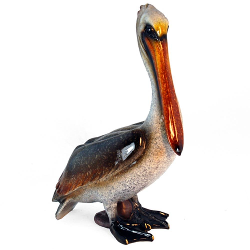 9 Inch Pelican Standing Polished Ceramic Decorative Figurine, Brown