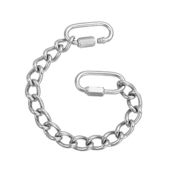 Uxcell Gate Chain Lock, (7.9Inch, Silver) (1 Pcs)304 Stainless Steel Hanging Chain Lock for Stall Barn/Cabinet/Fence/Hammock/Pet Cages