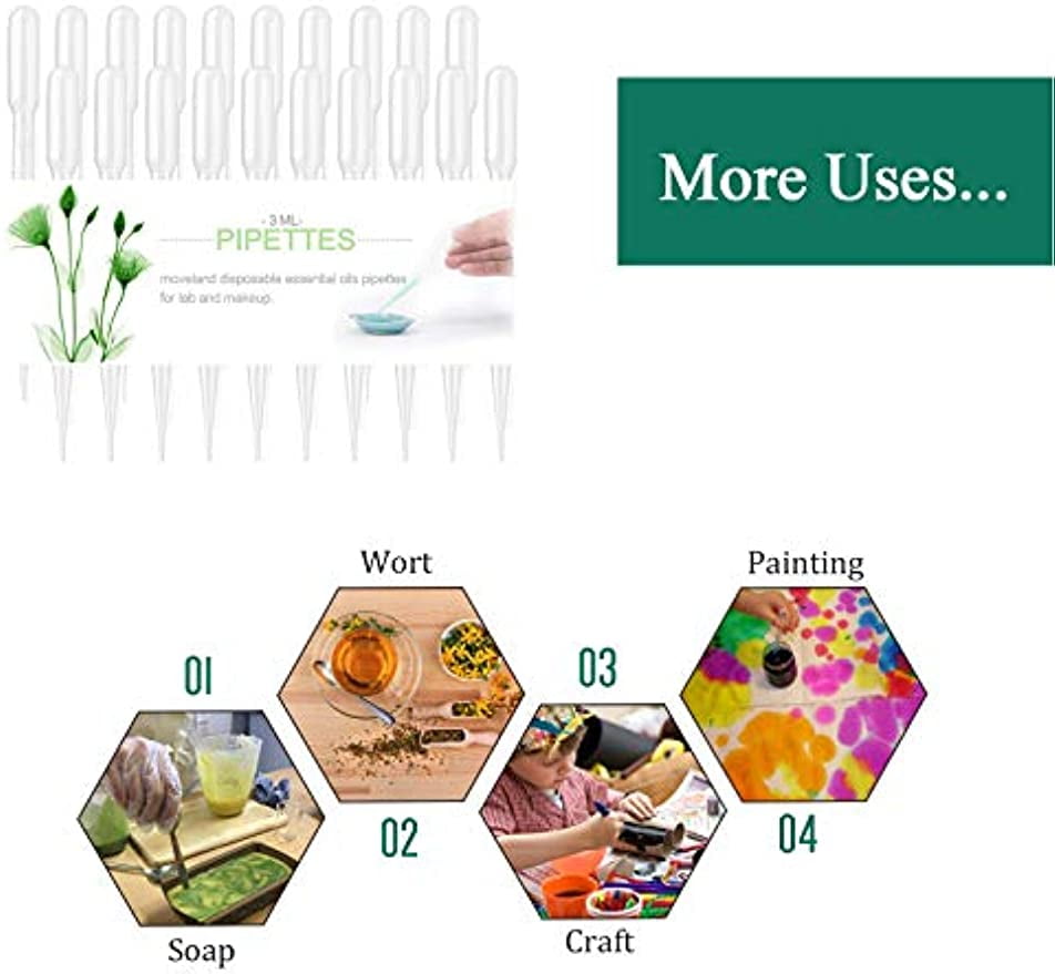 1/3/5/7/10ml Disposable Plastic Transfer Pipettes, Calibrated Dropper Suitable for Science Laboratory, DIY Art