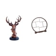 thumbnail image 1 of Figura De Cabeza De Ciervo De Resina Con Soporte De Madera, Estatua De Animal, Organizador De Decoración Del Hogar, Estante Antiguo Para Escritorio, Mesita De Noche, Gabinetes., 1 of 8