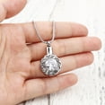 thumbnail image 3 of Round Crystal White Beautiful Crystal Rhinestone Flower Cremation Urn Necklace for Human Ashes Stainless Steel Memorial Pendant Keepsake Jewelry with Free Funnel Kit and Velvet Jewelry Box, 3 of 12