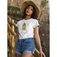 thumbnail image 2 of Buon Ferragosto Pineapple Doodle T-Shirt Women -Image by Shutterstock, Female Medium, 2 of 4