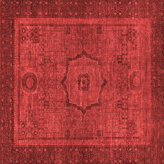 Ahgly Company Indoor Square Abstract Red Modern Area Rugs, 3' Square