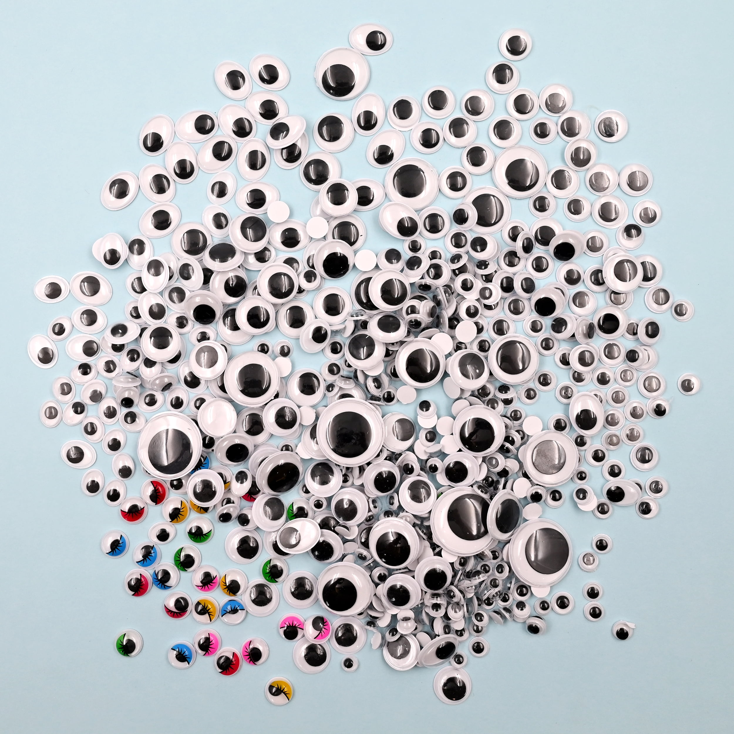 Hello Hobby Wiggle Eyes Case, Plastic, Round Shape, Assorted Sizes, Multicolor, 600 Pieces