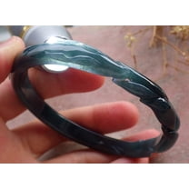 Certified Icy Green Burma Natural A JADE Jadeite Fox Bangle Bracelet 62 mm 656543 TN