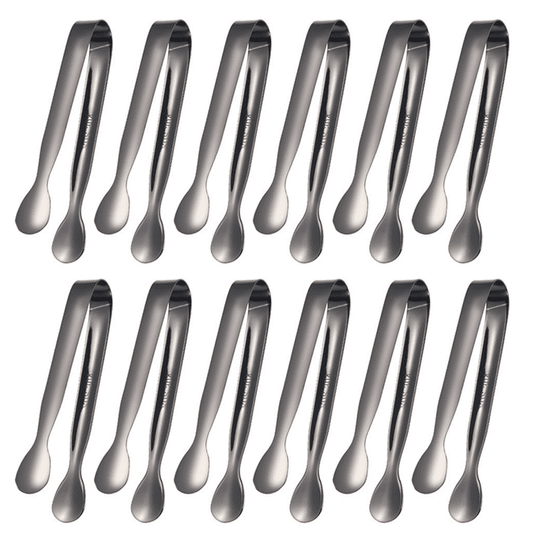 12 Pack Premium Small Serving Tongs, Mini Stainless Steel