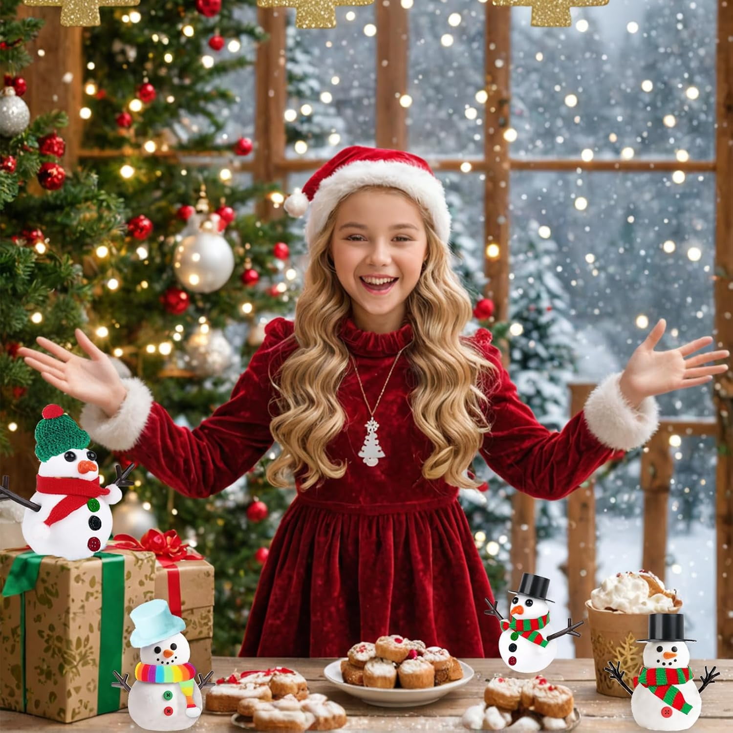 12Pack Build a Snowman Kit - Christmas Crafts,Air Dry Clay Snowman Crafts,Modeling Clay Snowman DIY Kit,Christmas Crafts Xmas Holiday Party Decor Gift