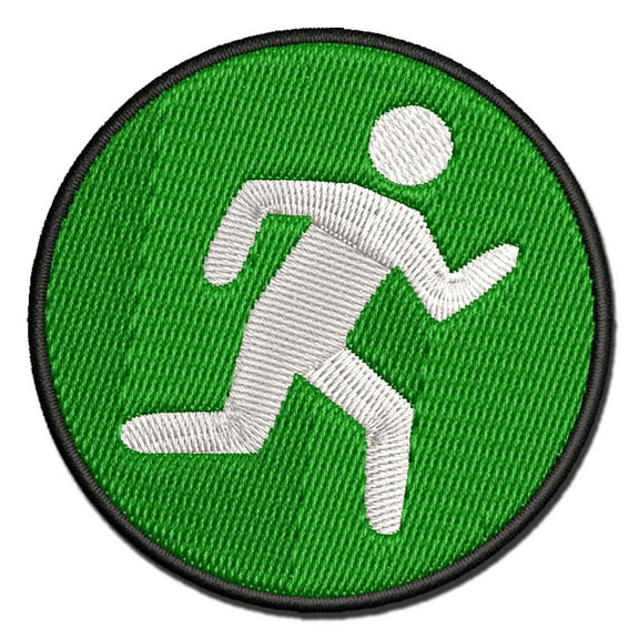 Running Icon Marathon Runner Applique Multi-Color Embroidered Iron-On Patch - 2.5 Inch Small