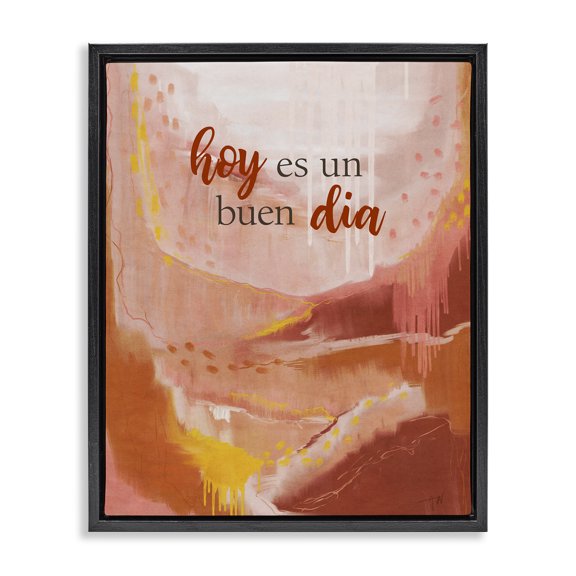 Stupell Industries Hoy es un Buen Dia Rojo Inspirational Quotes & Sayings Painting Black Floater Framed Art Print Wall Art, 17 x 21