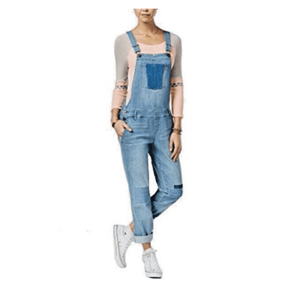 American Rag Women's Patched Denim Overall, Malfa Wash, 11