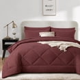 thumbnail image 2 of Flymme Twin Comforter Set Burgundy 5 Pieces Bed in a Bag , Soft Microfiber Red Comforter Bedding Sets with Flat Sheet, Fitted Sheet, Pillowcases, 2 of 9