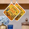 thumbnail image 2 of Happy Fall Pot Holders for Kitchen Heatproof Potholder, 4 Pack Thanksgiving Pumpkins Sunflowers Maple Hot Pads Multipurpose Oven Pads Terry Cloth Potholders Trivet for Cooking and Baking, 2 of 9