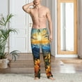 thumbnail image 5 of Vsdgher Sunset Sky Sunflower Print Mens Pajama Pants Sleep & Lounge Pants, PJ Bottoms With elastic waistb and Pockets, 5 of 5