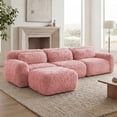 thumbnail image 3 of FFH 114.7" L Shaped Couch Plush Boneless Sofa with Movable Ottoman, Pink, 3 of 12