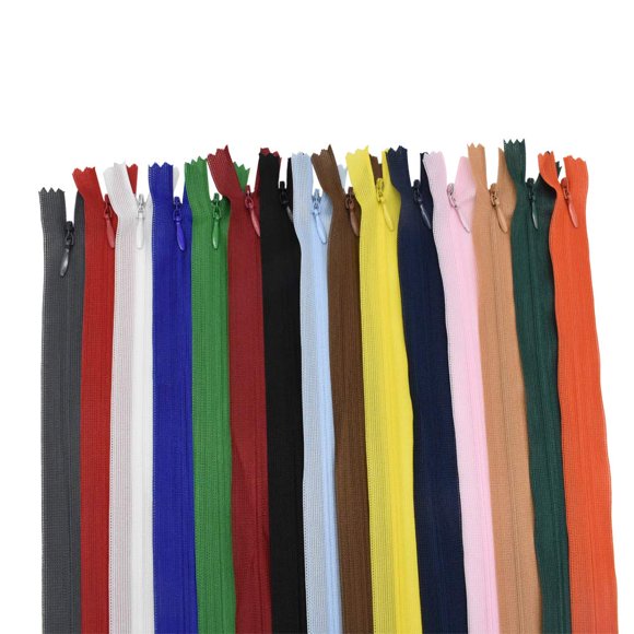 30 cintas de encaje invisibles de seda de 23 pulgadas con cremallera para ropa cerrada, manualidades de costura para faldas, vestidos, colores surtidos (15 colores)