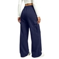 thumbnail image 5 of VV AVEORS Cargo Sweatpants For Women Baggy Drawstring Waist Hiking Pants Lightweight Y2k Athletic Joggers With Pockets Navy XL, 5 of 7