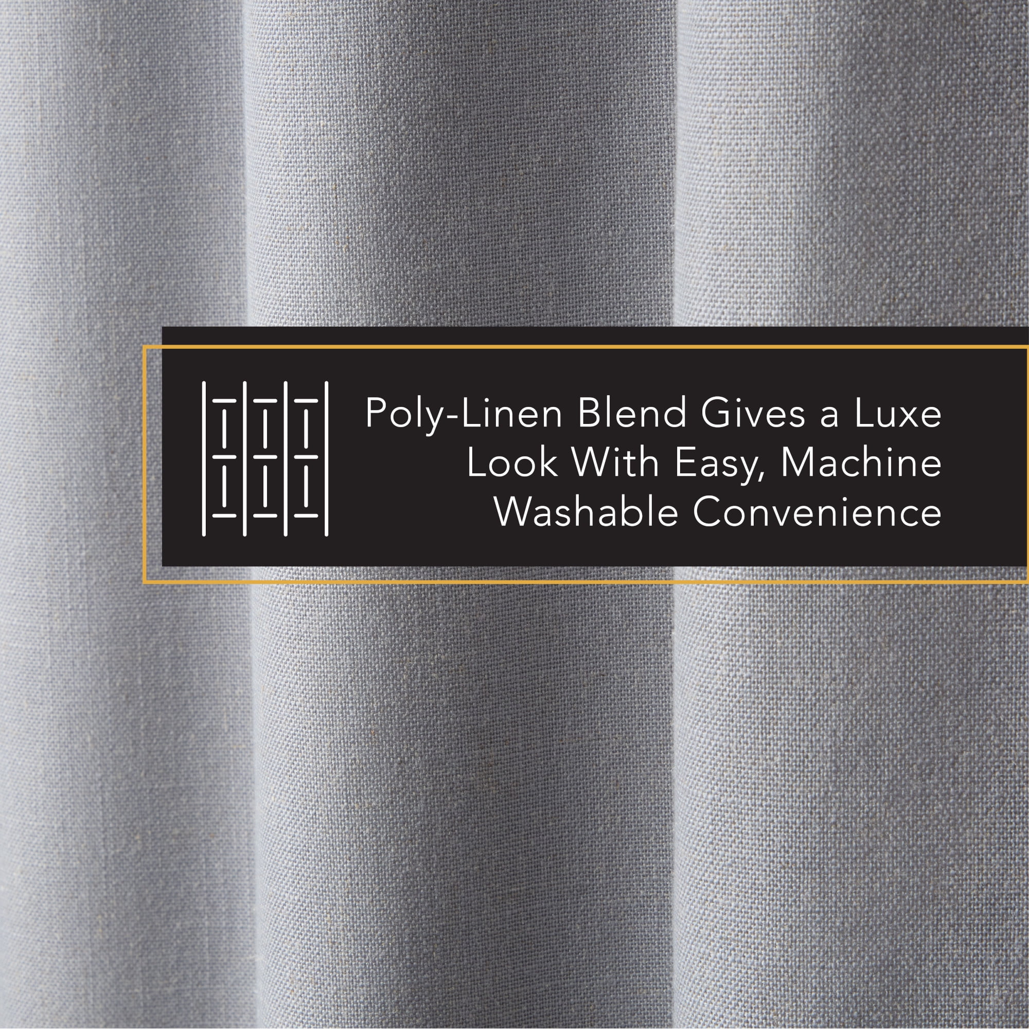 TOWN & COUNTRY LUXE Davos Solid Linen Texture Indoor Curtains, 100% Blackout with Energy Efficient Lining, Back Tab/Rod Pocket Top, 2-Pack Set, Grey, 50"x96"